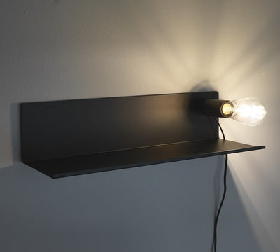 mensola da parete moderna con lampadina colore nero