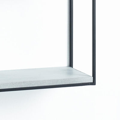 Mensola da parete quadrata in metallo con piani in legno massello colore nero e bianco cm 40x10x40h
