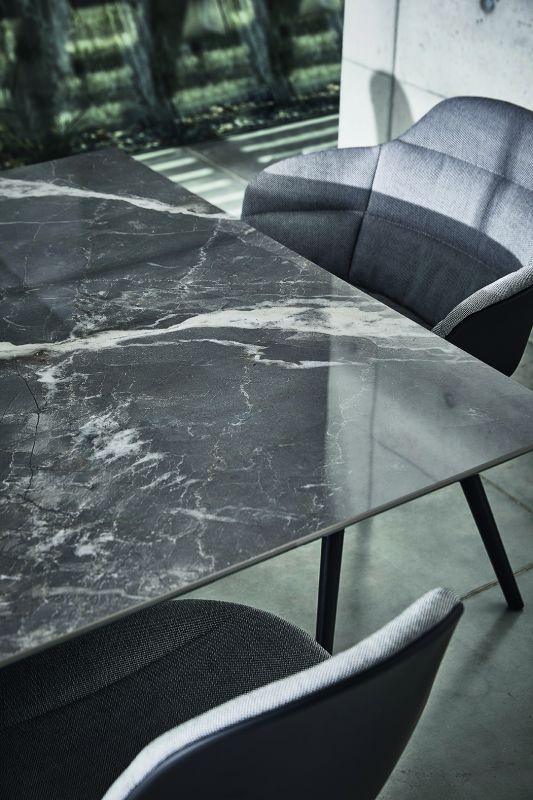millennium tavolo base nero profondo m327 piano Grigio Venato Bianco lucido cm006a