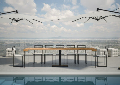 Mimosa - Tavolo consolle allungabile moderna da esterno in legno di abete cm 90x40/300x77h