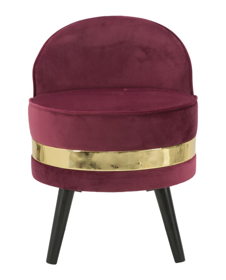 mini sedia moderna in tessuto bordeaux con metallo colore oro