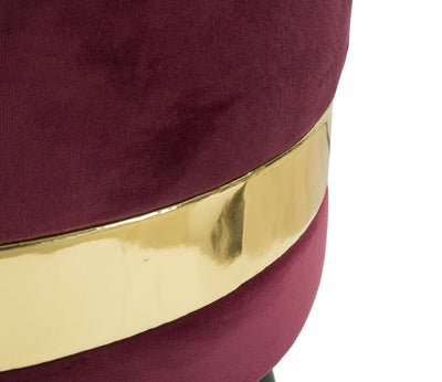 mini sedia moderna in tessuto bordeaux con metallo colore oro