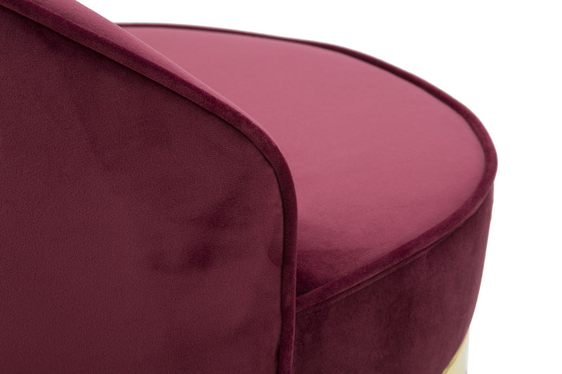mini sedia moderna in tessuto bordeaux con metallo colore oro