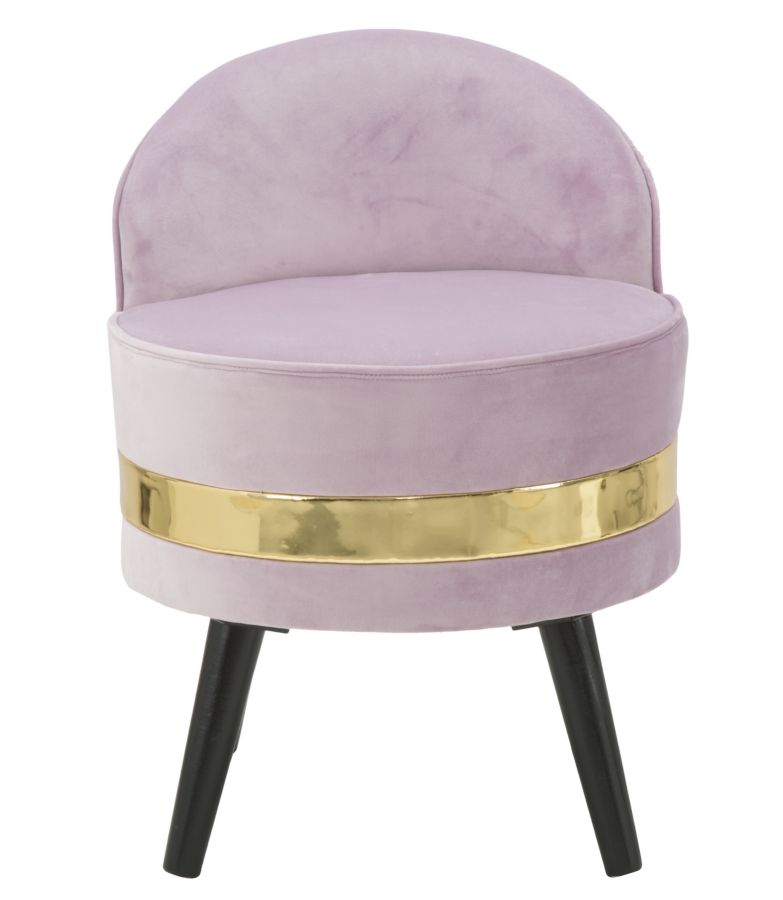 mini sedia moderna in tessuto rosa con metallo colore oro