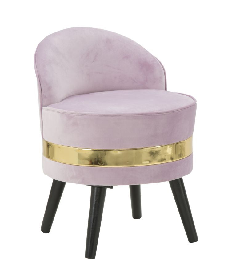 mini sedia moderna in tessuto rosa con metallo colore oro