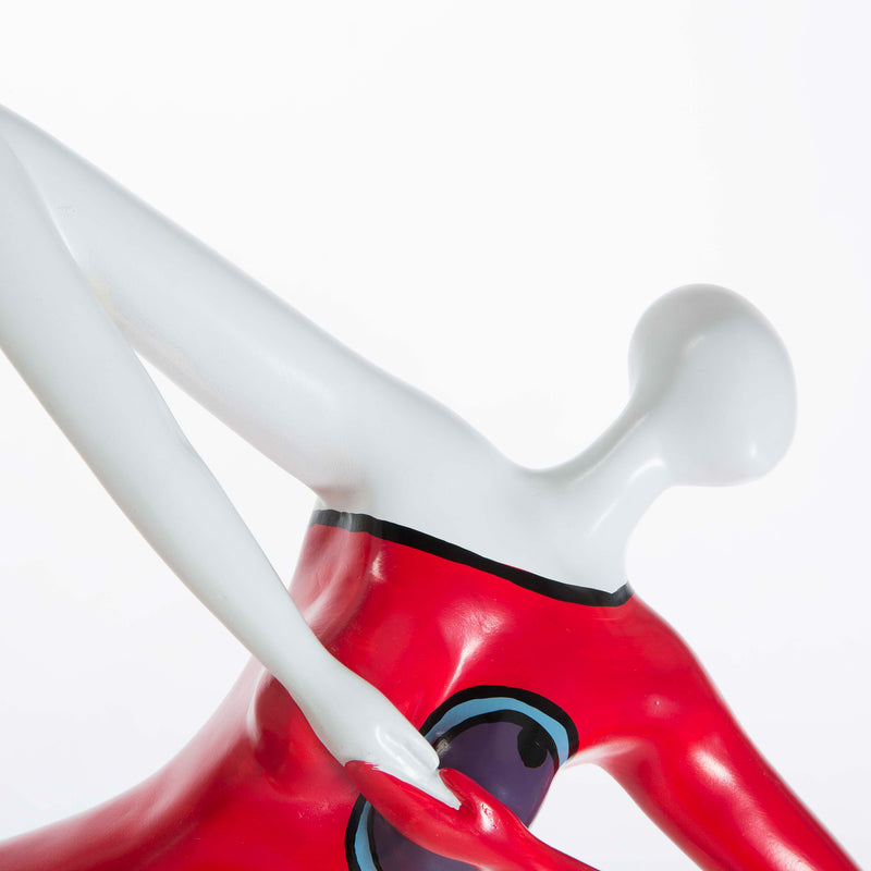Miss Yoga - Scultura artigianale moderna in poliresina di colore bianco cm 58x40x51h