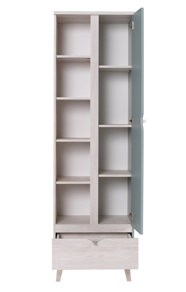 Molinare - Mobile libreria con anta cassetto e ripiani in legno cm 60x40x200h - vari colori