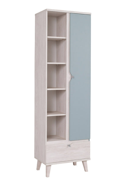 Molinare - Mobile libreria con anta cassetto e ripiani in legno cm 60x40x200h - vari colori