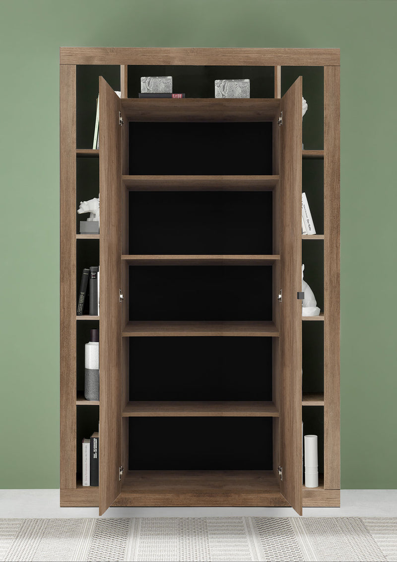 Krok - Madia alta 2 ante con vani a giorno da soggiorno in legno cm 134x42x217h