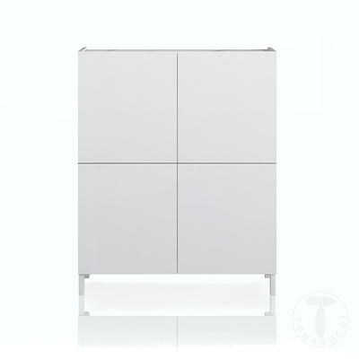 Mobile 4 ante moderno bianco lucido top finitura marmo calacatta cm 90x35x110h