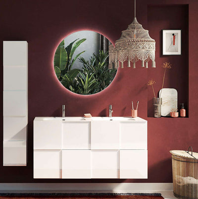 Quebi - Mobile sospeso da bagno 2 cassetti con doppio lavabo cm 121x47x53h