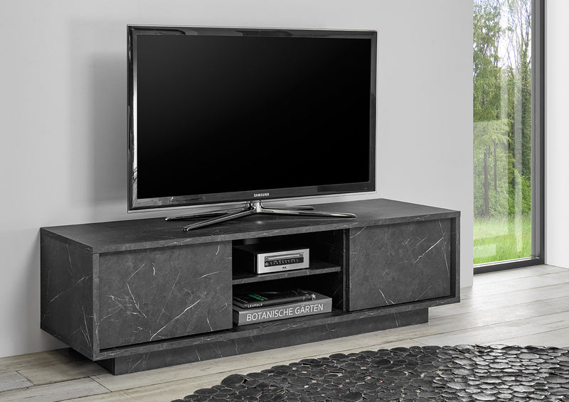 Manfred - Mobile base porta tv 2 ante in legno finitura marmo cm 139x43x44h - vari colori