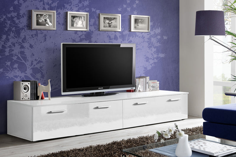 Mobile base porta tv design moderno con ante a ribalta cm 200x45x35h - vari colori
