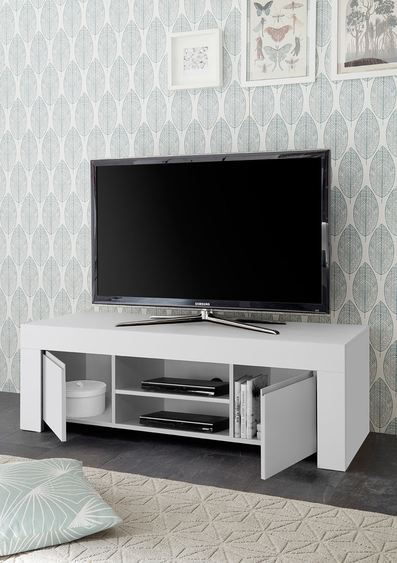 mobile base porta tv in legno 2 ante in legno bianco opaco
