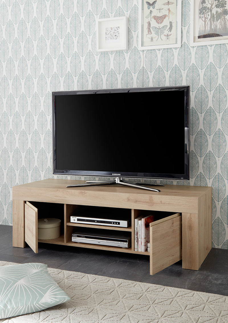 mobile base porta tv in legno 2 ante in legno rovere
