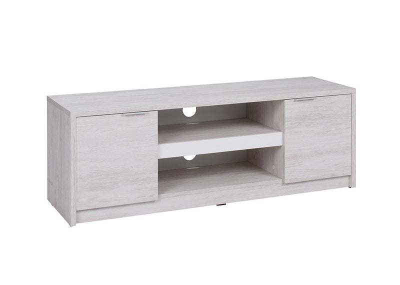 mobili porta tv vani e ante laterali in legno oak white e bianco lucido
