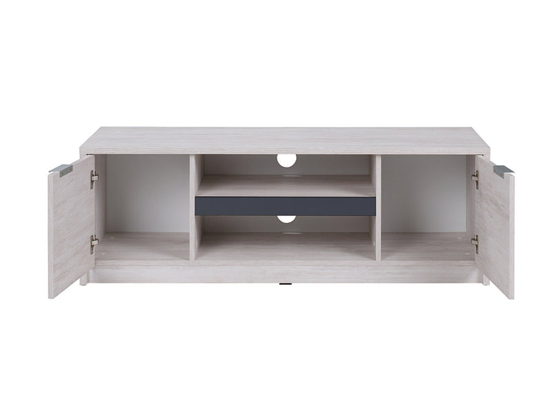 mobili porta tv vani e ante laterali in legno oak white e grafite lucido