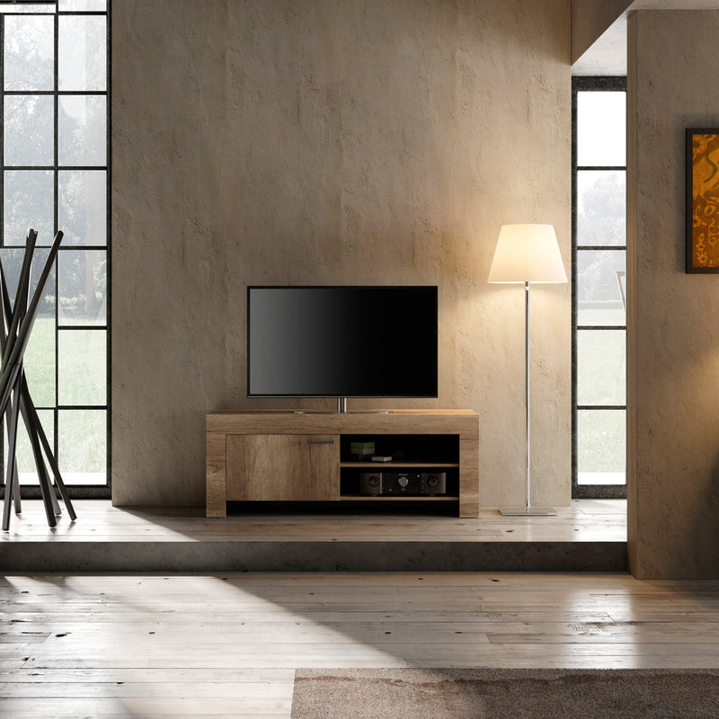 Gonzales - Base porta tv bassa con ante e vano in legno country cm 140x43x53h - vari colori