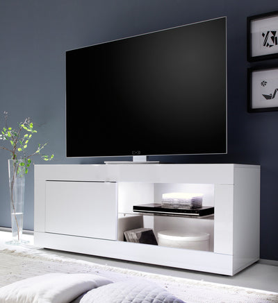 Dirk - Mobile moderno porta tv basso con anta e vani cm 140x43x56h - vari colori