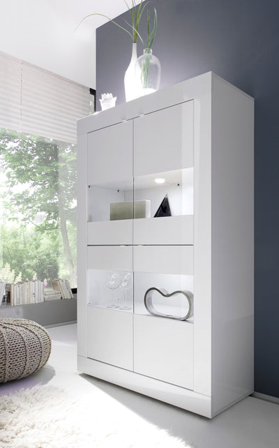 vetrina moderna 2 ante bianco lucido