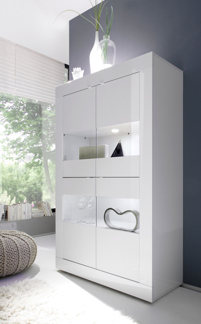 vetrina moderna 2 ante bianco lucido