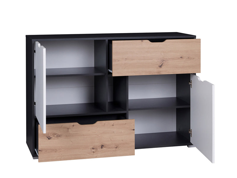 Sendel - Mobile living in legno con ante e cassetti cm 131x40x90h