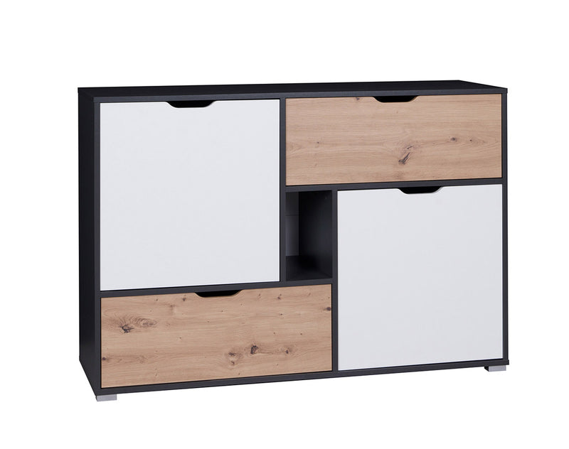 Sendel - Mobile living in legno con ante e cassetti cm 131x40x90h