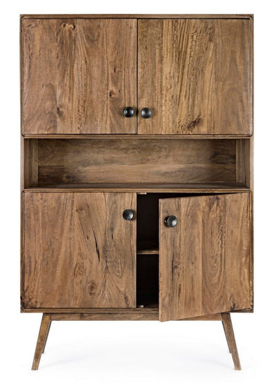 Mobile credenza 4 ante da soggiorno country in legno di mango cm 104x40x158h