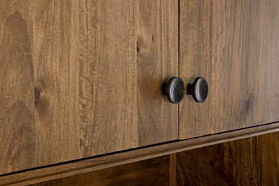 Mobile credenza 4 ante da soggiorno country in legno di mango cm 104x40x158h