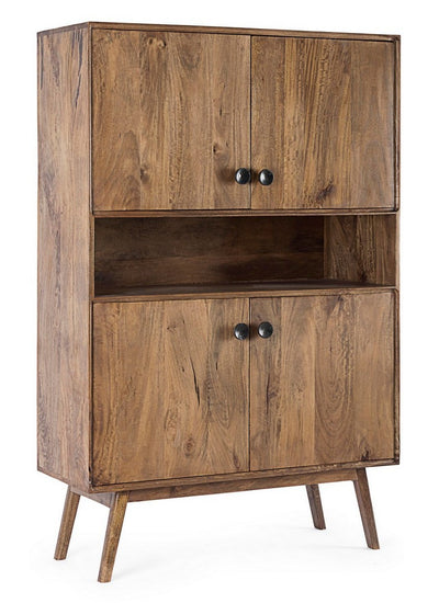 Mobile credenza 4 ante da soggiorno country in legno di mango cm 104x40x158h