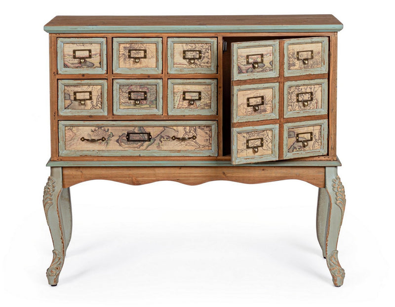 Mobile in legno stile industrial vintage con cassetti e 1 anta cm 96x35x86h