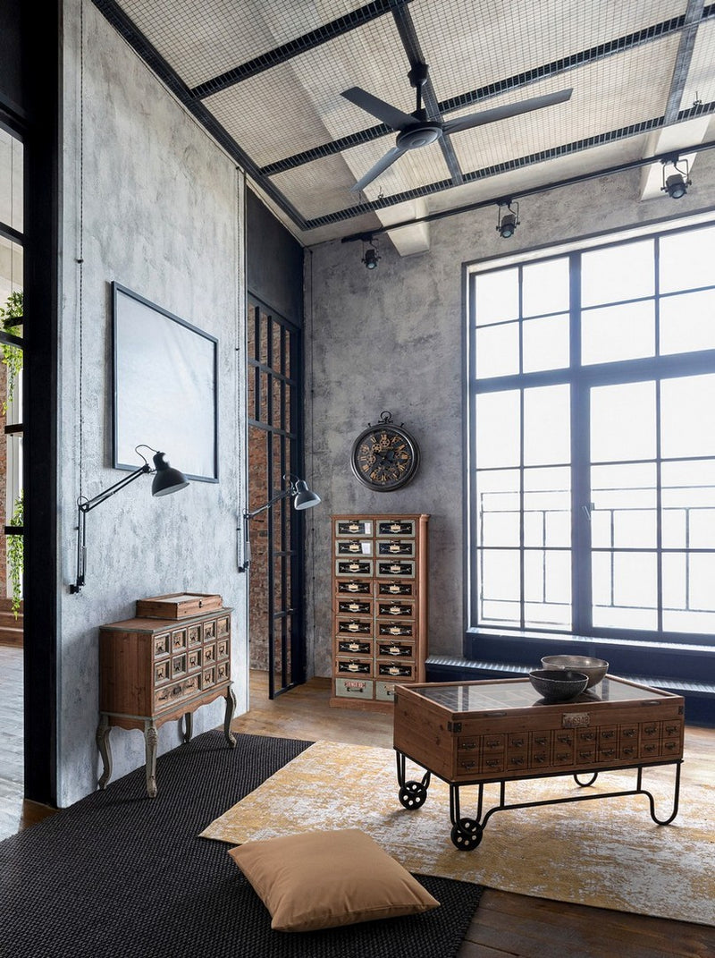 Mobile in legno stile industrial vintage con cassetti e 1 anta cm 96x35x86h