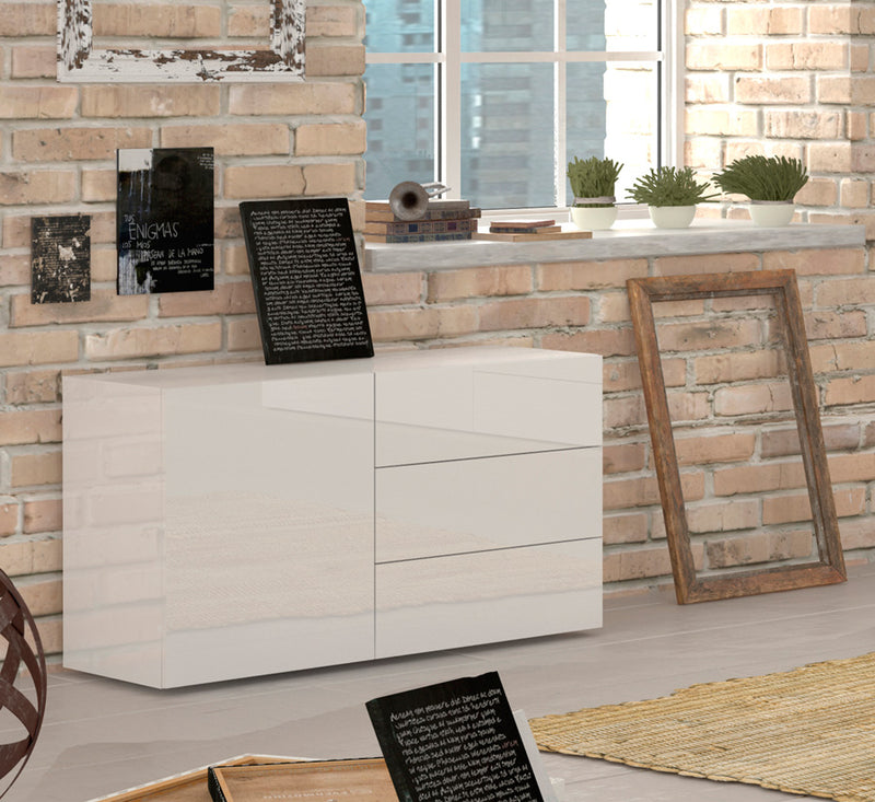 Xenofide - Madia credenza moderna in legno con anta e  3 cassetti cm 110x40x60h - vari colori