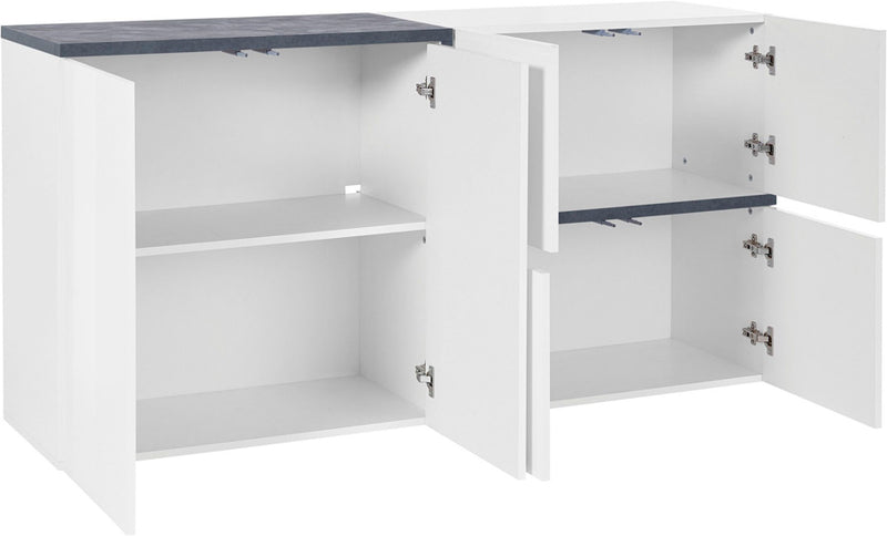 Murina - Credenza moderna da soggiorno in legno con 6 ante cm 160x40x80h - vari colori