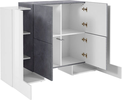 Osvalda - Madia credenza da soggiorno in legno 6 ante cm 130x35/45x100h - vari colori