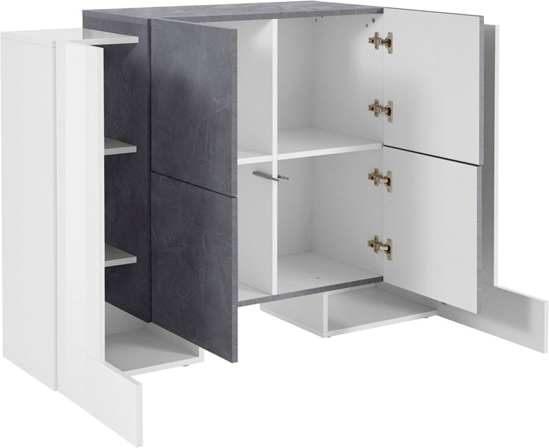 Osvalda - Madia credenza da soggiorno in legno 6 ante cm 130x35/45x100h - vari colori