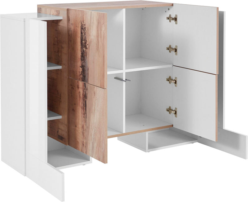 Osvalda - Madia credenza da soggiorno in legno 6 ante cm 130x35/45x100h - vari colori