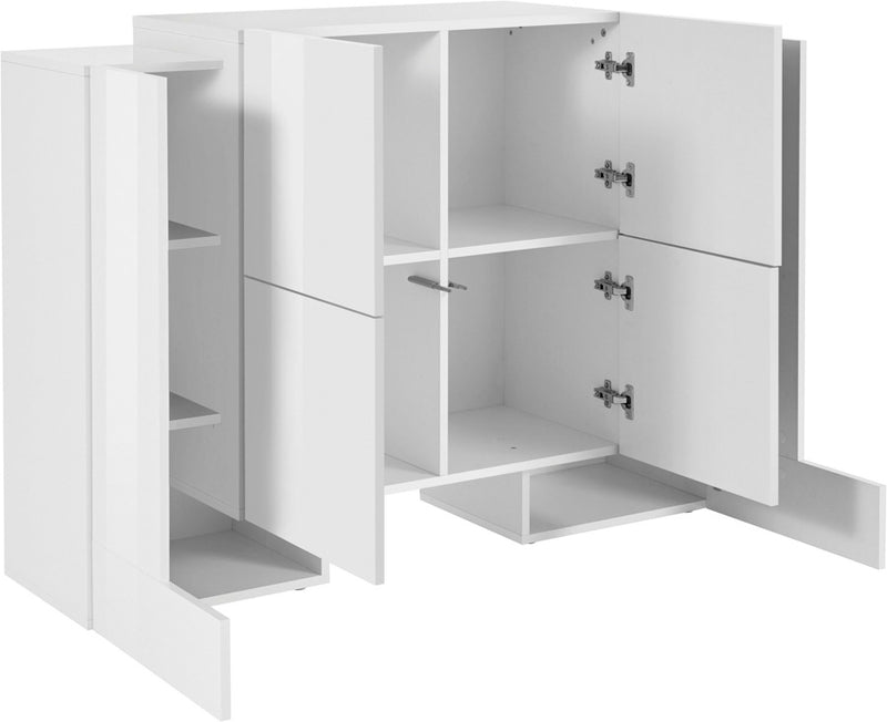 Osvalda - Madia credenza da soggiorno in legno 6 ante cm 130x35/45x100h - vari colori