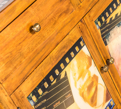 Mobile cucina vintage Hollywood in legno massello multicolor con ante e cassetti