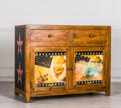 Mobile cucina vintage Hollywood in legno massello multicolor con ante e cassetti