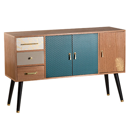 Mobile credenza moderno in legno e metallo 3 ante e 3 cassetti cm 120x40x77h