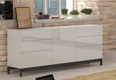Karmine - Madia credenza struttura in legno base in metallo 6 cassetti e anta cm 170x40x73h - vari colori