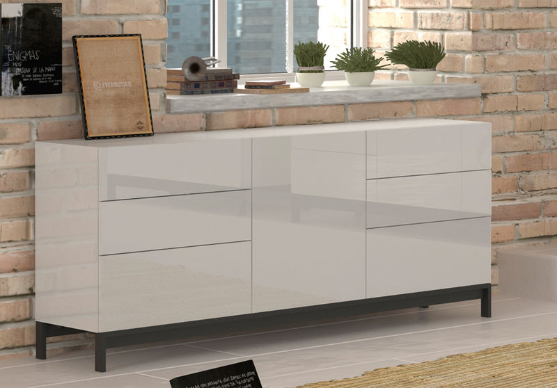 Karmine - Madia credenza struttura in legno base in metallo 6 cassetti e anta cm 170x40x73h - vari colori