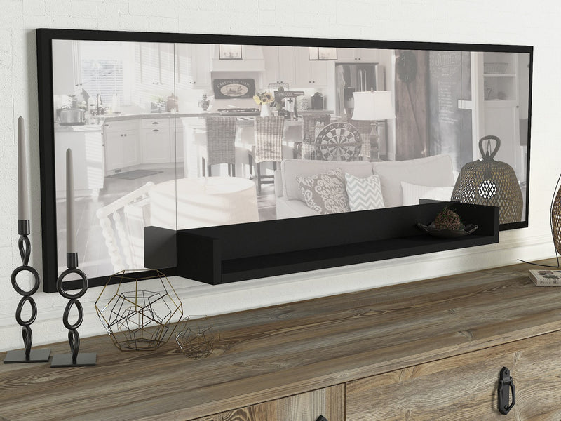 Set mobile credenza con ante e cassetti e specchio decorativo da parete design vintage