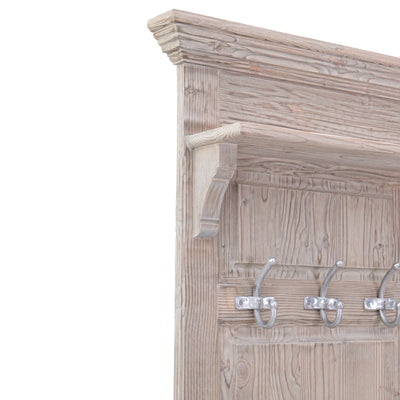 Mobile appendiabiti da ingresso con panca classico in legno massello cm 76x40x210h