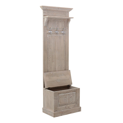 Mobile appendiabiti da ingresso con panca classico in legno massello cm 76x40x210h