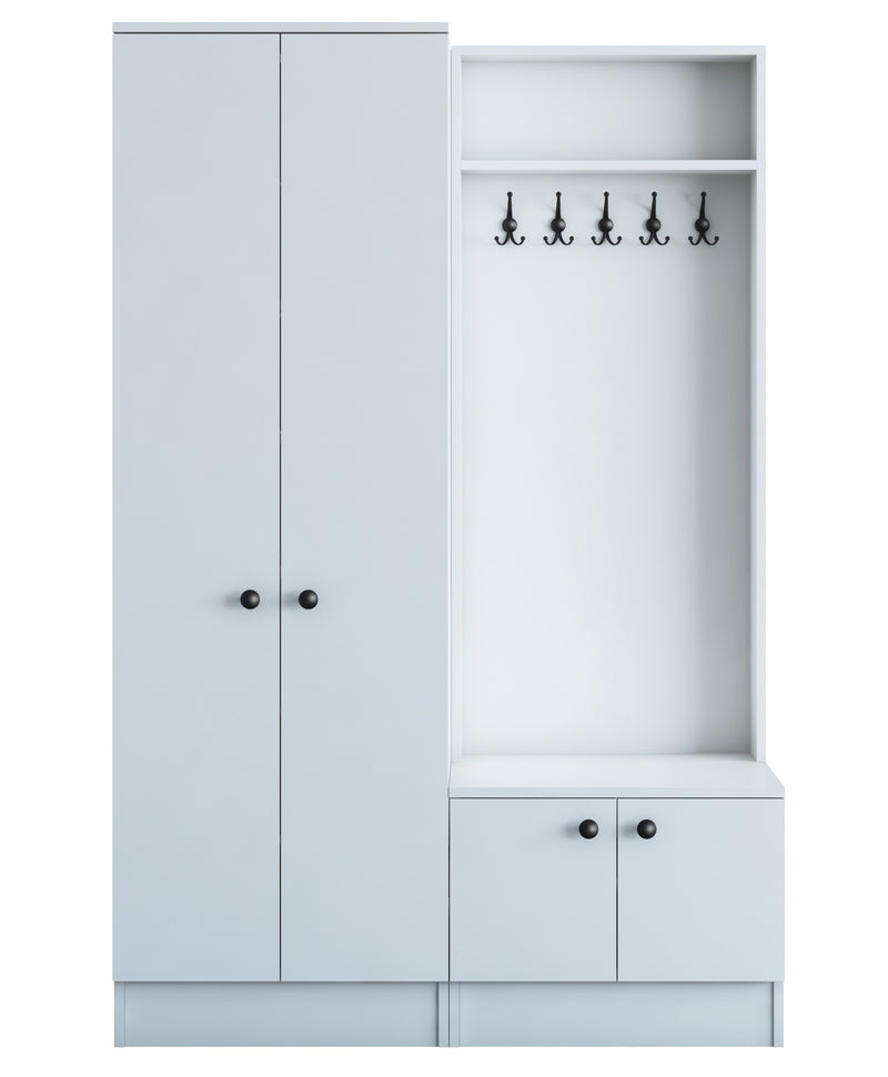 Mobile ingresso alto in legno con armadio scarpiera e 10 ganci appendiabiti cm 120x37x183h