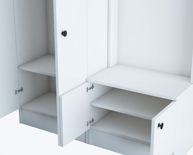 Mobile ingresso alto in legno con armadio scarpiera e 10 ganci appendiabiti cm 120x37x183h