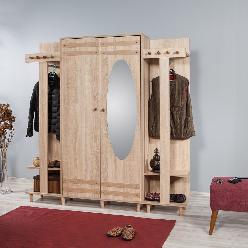 Mobile per ingresso alto moderno in legno con appendiabiti cm 180x36x194h - vari colori