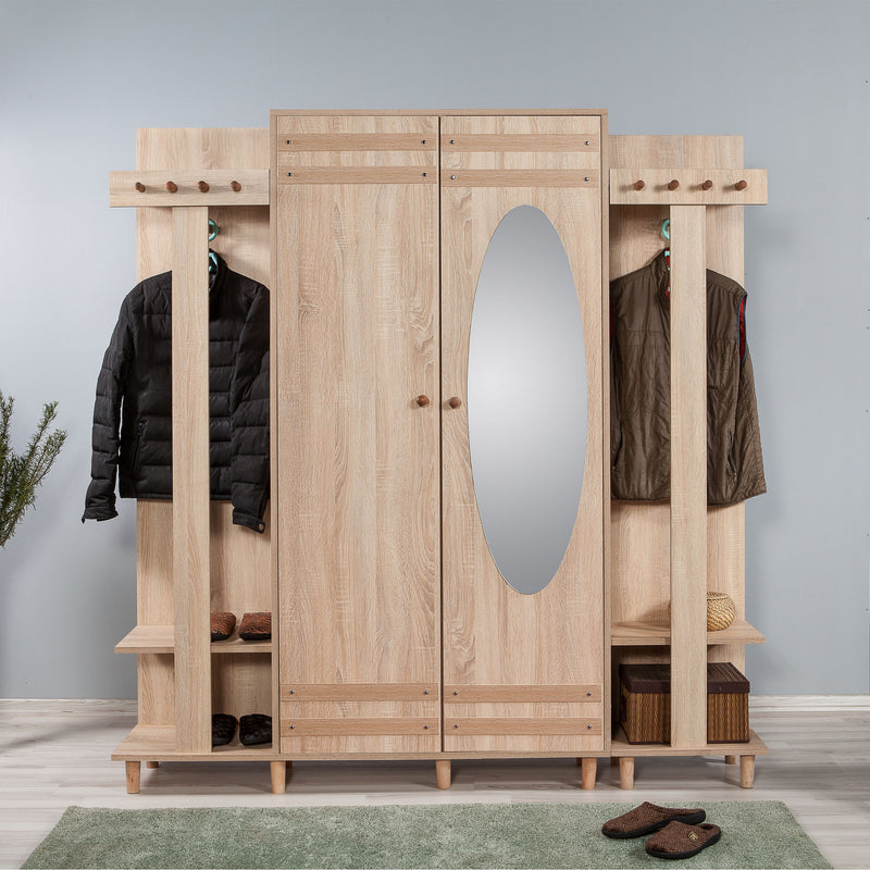 Mobile per ingresso alto moderno in legno con appendiabiti cm 180x36x194h - vari colori